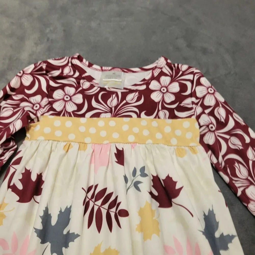 Honeydew Shirt Girl 4‎ Maroon Long Sleeve Leaf Comfort Stretch OH Snap Tunic Top